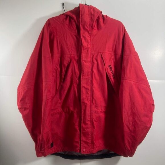 Marmot mens large red Full-zip Hooded lightweight windbreaker jacket - Picture 1 of 14
